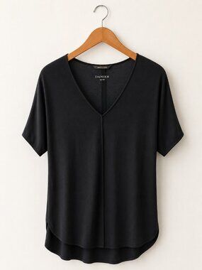 Danier Black V-Neck Draped Top XS Fits Small